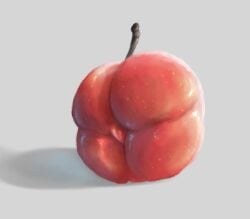 apple apple_butt inanimate ass garbatch tagme fruit thighs behind_view stem shiny_skin