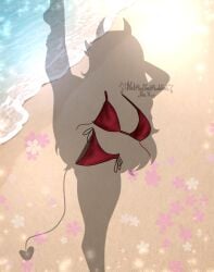 beach bikini charlie_morningstar_(hazbin_hotel) hazbin_hotel leg_lift m1ddi3kira_(artist) shadow tagme vivienne_medrano vivziepop