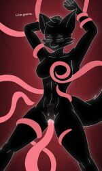 ahegao anthro arms_up black_body black_fur blush bondage breast_grab breast_hold breast_squeeze breast_wrap cervical_penetration cervix cervix_penetration deep_penetration drooling ecstasy expression extra_eyes eyes_closed female female_focus four_eyes fox fur furry glowing glowing_eyes glowing_pussy hybrid internal interspecies interspecies_sex jnsidnj222 kinky margolyl monster multiple_tentacles oc open_mouth orgasm original_character pink_tentacles pussy pussy_juice restrained saliva solo solo_focus spread_legs spreading tentacle tentacle_in_pussy tentacle_monster tentacle_sex tentacles tentacles_around_legs thick_thighs tongue_out vagina vaginal_penetration wet_pussy white_eyes white_outline