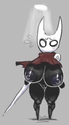 1girls anthro areola areolae big_breasts black_areola black_areolae black_body breasts embarrassed embarrassed_nude_female enf holding_weapon hollow_knight hollow_knight:_silksong hornet_(hollow_knight) huge_boobs huge_breasts ineffective_clothing insect_girl insect_humanoid insects large_areolae lewdicrousart looking_at_viewer nipples pussy sagging_breasts saggy_breasts short_stack shortstack simple_background slightly_chubby surprised surprised_expression sweat team_cherry thick_thighs thighs weapon