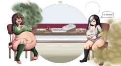 ass big_belly big_breasts breasts breasts_hang brown_hair burp burp_bubbles burp_cloud burp_fetish burping burpy_chan empty_plates fart fart_cloud fart_fetish farty_chan female freckles freckles_on_belly freckles_on_breasts freckles_on_face full_stomach funlitogc gassychan_(artist) gina_(funlitogc) green_eyes heart huge_belly leti messy morbidly_obese multicolored_hair obese overweight pantless plates pleasure_face wide_hips