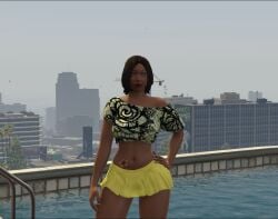 nivinha grand_theft_auto_v grand_theft_auto character_request leaning_to_the_side voluptuous_woman heavenly_body mature_woman beautiful_woman unbothered flower_tattoo navel_tattoo navel hand_on_hip los_santos 3d 3d_(artwork) 3dcg game_mod game_cg rockstar_editor edited_screencap tubetop collarbone brown_hair_female short_hair short_hair_female 1girls female_only female_focus femsub cityscape smiling happy_female blue_eyes wide_hips miniskirt short_skirt skirt yellow_skirt yellow_miniskirt pleated_miniskirt pleated_skirt standing uninterested_female high_resolution