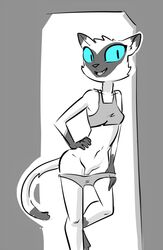 2017 anthro bra clothing domestic_cat felid feline felis female fur mammal open_mouth open_smile panties panties_down sam_(the_sunfish) smile solo the_sunfish toxoglossa underwear