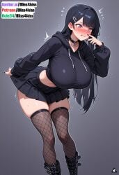1boy ai_generated anime_boy anime_style aroused_expression artistic_nudity black_boots black_hair black_hoodie bliss4kiss body_sweat choker close_up_thighs curvaceous_figure cute_expression detailed_anatomy detailed_background detailed_skin_texture digital_illustration dripping_sweat dynamic_pose embarrassed_blush emotional_expression erotic_art explicit_anime explicit_nudity fantasy_art fishnet_thighhighs flushed_cheeks glossy_finish gray_background hand_on_skirt hentai_style high_quality_art highres indoor_scene intimate_pose large_thighs male_character masterpiece_quality nsfw_anime nsfw_content oversized_hoodie panties_visible perfect_proportions playful_blush pleated_skirt provocative_pose realistic_shading red_eyes reverse_trap rule34_style seductive_pose sexy_pose short_black_skirt short_hair shy_pose sissification sissy skirt_lift sleek_body soft_lighting solo standing_pose subtle_blush sultry_expression sweat teasing_pose trap uncensored vibrant_colors voluptuous_figure wet