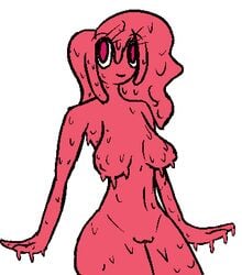 aliasing anthro breasts dakuterooty female genitals goo_creature goo_hair goo_humanoid hartley_(dakuterooty) humanoid low_res pink_body pink_goo pink_skin pseudo_hair solo