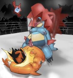 alligator alligatorid anal anal_sex belly big_belly big_nipples bodily_fluids body_hair breasts crocodilian cum cum_inside dragonite duo ejaculation emboar erection feral feraligatr fighting_ring generation_1_pokemon generation_2_pokemon generation_4_pokemon generation_5_pokemon generation_6_pokemon generation_7_pokemon generation_9_pokemon gengar genital_fluids greninja hi_res hidronics humanoid incineroar judge legendary_pokemon lopunny luke_hidron machoke male male/male mammal mega_emboar mega_evolution mega_feraligatr mythical_pokemon nintendo nipples overweight overweight_dom overweight_male overweight_sub penetration penile penile_penetration penis_in_ass pikachu pokedex pokemon pokemon_(species) reptile rotom rotom_pokedex scalie slightly_chubby suid suine sus_(pig) sweat wild_boar wrestling zeraora