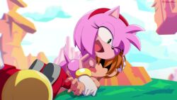 absurd_res accessory amy_rose anthro anus ass boots bracelet breasts brown_hair clothing duo eulipotyphlan female footwear genitals gloves hair hair_accessory hairband hammer handwear hedgehog hi_res holding_wrist human jewelry koturitsu male male/female mammal one_eye_closed penis pink_body sega sex shoes sonic_(series) sonic_the_hedgehog_(series) tail tan_body tan_skin tools vulva