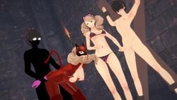 2boys 2girls 3d animated ann_takamaki artist_request ass atlus bikini black_hair black_skin blonde_hair blue_eyes bodysuit bondage breasts breasts_out clothing cognitive_ann cuckold cum cum_in_pussy cum_on_ass erection eyewear female femdom femsub footwear forced_orgasm forced_to_watch glasses handjob handwear human joker_(persona) leopard_print leopard_print_bikini longer_than_30_seconds male male_and_female_doms male_and_female_subs maledom malesub megami_tensei multiple_boys multiple_doms multiple_girls multiple_subs netorare open_bodysuit open_mouth penis persona persona_5 phantom_thief_suit raped_couple ren_amamiya restrained saint_andrew's_cross sega sex shadow_(persona) shorter_than_one_minute shorter_than_two_minutes sound source_filmmaker straight testicles twintails video x_frame