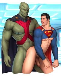 2boys abs alien anal anal_sex bald balls bottomless comic dc drawnpr0n duo duo_focus erect_nipples exposed_nipples flaccid flaccid_while_penetrated foreskin foreskin_overhang gay green_skin human interspecies j'onn_j'onnz justice_league kryptonian long_foreskin male male_focus male_only martian martian_manhunter muscles muscular muscular_male penis pleasure_face precum_drip red_eyes superhero superman superman_(series) tight_clothing uncensored uncircumcised uncut unretracted_foreskin yaoi