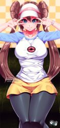 1girls big_breasts breasts deviantart eye_contact female female_only human jadenkaiba looking_at_viewer nintendo peace_sign pokemon pokemon_bw2 rosa_(pokemon) solo solo_female solo_focus source_request text thick_thighs twintails url v v_sign watermark wide_hips
