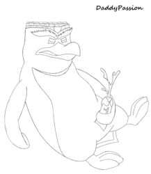 avian beak bird bodily_fluids buck_(disambiguation) buck_rockgut cum daddypassion dreamworks erection genital_fluids genitals hi_res madagascar_(series) male male_focus male_only masturbation monochrome no_humans penguin penis simple_background solo the_penguins_of_madagascar