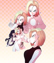 1futa 1girls android_18 blonde_hair blue_eyes cleavage curvy dickgirl doggy_style dragon_ball erect_nipples fellatio female futa futanari huge_areolae huge_ass huge_breasts intersex michellekaitlyn paizuri puffy_nipples short_hair thick_lips vaginal_penetration very_long_hair voluptuous wide_hips