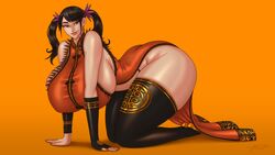 1girls absurdres all_fours ass big_breasts breasts cleavage female female_only highres huge_ass huge_breasts ling_xiaoyu raidouzero solo tekken tekken_7 thick_thighs wide_hips