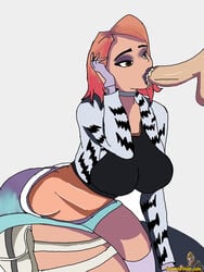 artist_request big_breasts blowjob brown_eyes brunette clothed dark-skinned_female egirl fellatio fortnite oral pink_hair purple_eyeshadow purple_hair purple_lipstick tagme two_tone_hair unseen_male_face wilde_(fortnite)