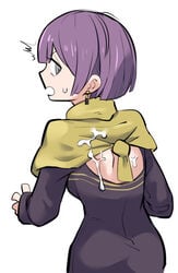 1girls bernadetta_von_varley cum cum_on_body cum_on_clothes female female_only fire_emblem fire_emblem:_three_houses nintendo post-timeskip purple_hair solo tirarizun