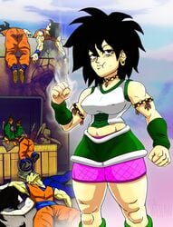 ass big_breasts capsule_corporation_logo chichi clothing damaged domination dragon_ball dragon_ball_z earrings female female_focus female_only fishnet gine goku grandmother_and_grandson krillin kuririn milf mother_and_son saiyan saiyan_armor son_gohan son_goku son_goten thick_thighs thighs tight_clothing tight_pants trash tribal trunks_briefs wetlaw white_skin