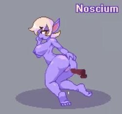 1boy 1girls animated blue_skin bouncing_breasts cum cum_in_pussy cum_inside disembodied_penis kneeling league_of_legends looking_back noscium nude pixel_art pointy_ears tristana vaginal_penetration white_hair yordle