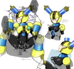 blush breast_grab breasts cum cum_in_pussy fuse_man mega_man mega_man(classic) mega_man_11 rule_63 sex sweat text translation_request