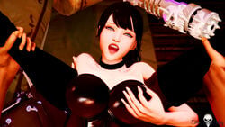 3d ass big_breasts breast_pinch curvy female female_focus fiona_(vindictus) fucked_silly hair looking_at_viewer mabinogi_heroes pov sex shiny_skin sitting theivoryking thick_legs thighhighs thighs video_games vindictus