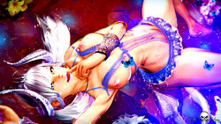 3d abs bikini breasts butterfly curvy demon_girl demon_horns demon_tail female happy horns laying_down lynn_(vindictus) mabinogi_heroes miniskirt nipple_bulge nipple_erection nipples nude silver_eyes skimpy succubus swimming theivoryking thick_thighs video_games vindictus water wet white_hair young