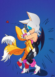 bat chiropteran clothing fox furry kissing lecerf mammal rouge_the_bat size_difference smaller_male sonic_(series) tails