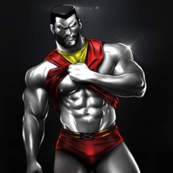 1boy abs beard biceps bulge colossus jorden_arts male male_only marvel metal_skin muscular muscular_male mutant pecs piotr_rasputin shiny_skin shirt_lift solo solo_male superhero x-men