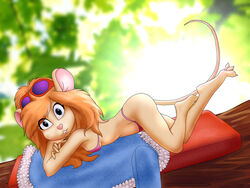 1girls anthro bikini chip_'n_dale_rescue_rangers disney female female_only gadget_hackwrench hamsy looking_back photo_background solo