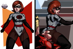 alternate_costume ass balls big_lips blonde_hair bodysuit breasts brown_eyes brown_hair bubble_butt busty canon_couple clothing collarbone curvaceous curvy disney domino_mask elastigirl elastigirl_(the_incredibles_2_supersuit) elbow_gloves erect_nipples eyelashes female female_focus from_behind from_behind_position helen_parr hourglass_figure husband husband_and_wife jzerosk large_breasts leotard leotard_aside male mask medium_breasts monogamy mr._incredible navel nipple_bulge pantyhose penetration penis pixar pussy pussy_juice reverse_cowgirl_position ripped_pantyhose robert_parr sex short_hair skin_tight smooth_skin tagme the_incredibles the_incredibles_2 thick_lips thick_thighs thigh_boots torn_pantyhose vagina veiny_penis voluptuous wide_hips