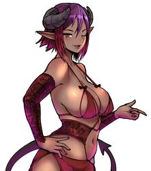 1girls big_breasts breasts cleavage female female_only large_breasts looking_at_viewer original original_character solo succubus succubus_horns succubus_tail tinnies xera_(tinnies)