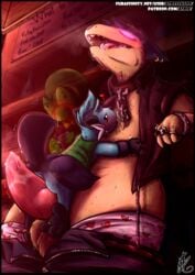 ... 2020 2boys 3_toes absurdres alternate_color animal_genitalia anthro anthrofied asbel_lhant_(artist) badger ball_fondling bar belly_hug blush bodily_fluids bottomwear chains clothed_sex collar detailed_background dewott digit_ring drooling duo ear_piercing ear_ring erection fondling furry gay genital_fluids glowing_eyes grovyle heart highres hug hypnosis interspecies jewelry knot larger_male leaking leash male male_only mind_control nintendo nogard open_mouth original_character pants patreon penis piercing pokemon pokemon_(species) pokemon_bw pokemon_gsc precum public riding ring saliva sex sheath shirt size_difference small_dom_big_sub smaller_male tapering_penis teeth testicles text toe_ring toes tongue topwear typhlosion underwear url watermark yaoi