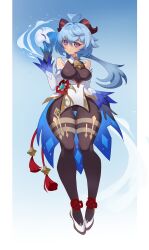 1girls 2024 absurd_res ahoge blue_hair bodystocking clothing cowbell female female_only full_body ganyu_(genshin_impact) genshin_impact horns long_hair looking_at_viewer purple_eyes roxy_thefoxy smiling smiling_at_viewer solo thick thick_thighs