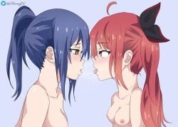 2girls breasts date_a_live itsuka_kotori light-skinned_female multiple_girls naked naked_female sheong_wong sisters small_breasts takamiya_mana tongue_out yuri