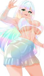 1girls big_breasts bra breasts busty curvy female female_only hazel_(oc)_(yojimbra) multicolored_hair original rainbow_hair see-through see-through_clothing sheer sheer_clothing shorts skimpy skimpy_clothes solo wide_hips yojimbra