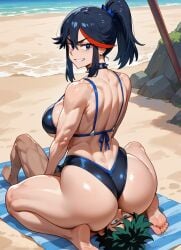 1boy 1boy1girl 1girls ai_assisted ai_generated ass ass_bigger_than_head beach beach_towel big_ass big_butt big_thighs bikini blue_and_red_hair blue_bikini blue_hair butt butt_bigger_than_head collar dark_blue_bikini dark_blue_hair facesitting female gigantic_ass gigantic_butt green_hair huge_ass huge_butt huge_thighs hyper_ass hyper_butt izuku_midoriya kill_la_kill kneeling large_ass large_butt looking_at_viewer male massive_ass massive_butt matoi_ryuuko messy_hair muscular muscular_arms muscular_back muscular_female my_hero_academia on_beach shiny_ass shiny_butt shiny_skin sitting_on_face streaked_hair thick_thighs