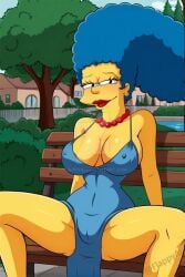 ai_generated blue_hair marge_simpson milf sirflappy the_simpsons