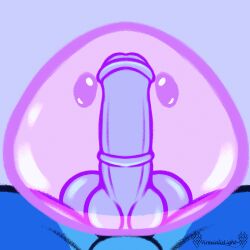 animal_genitalia animal_penis animated anthro balls blue_body bodily_fluids bouncing cum cum_inside ejaculating_while_penetrated ejaculation equine_genitalia equine_penis erection genital_fluids genitals gif goo_creature humanoid hybrid knot kobold lailea_zuvi male nude penis simple_background slime solo virexialislight