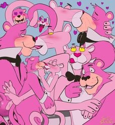 anthro feline furry gay kissing male/male panther pantherine pink_panther pink_panther_(series) snagglepuss snagglepuss_(show) spikysketches