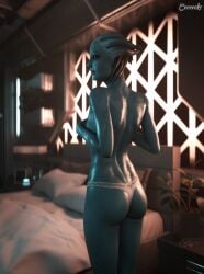 1girls 3d 3d_(artwork) abs alien alien_girl asari athletic athletic_female bed big_breasts bioware blender blender_(software) blue_skin breasts ceeeeekc fanart female female_only indoors large_breasts liara_t'soni mass_effect mass_effect_3 muscles muscular muscular_female nude nude_female on_bed posing scales solo solo_female wet wet_body wet_skin