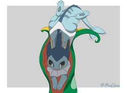 ambiguous_gender duo eeveelution feral generation_1_pokemon generation_5_pokemon hi_res maoegou nintendo pokémon_(species) pokemon serperior vaporeon vore