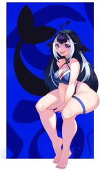 1girls 2024 absurd_res ahoge bikini black_hair female female_only heart_ahoge indie_virtual_youtuber legband long_hair looking_at_viewer orca_girl orca_tail purple_eyes roxy_thefoxy shylily smiling smiling_at_viewer solo tail thick_thighs virtual_youtuber white_highlights