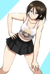 black_hair black_skirt breasts female female_only girls_und_panzer katyusha legs long_legs miniskirt nonna skirt solo