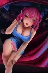 big_breasts car fanart hololive hololive_fantasy hololive_japan houshou_marine lipstick lovers makeup monster monster_energy monster_energy_drink slutty_outfit thick_lips thick_thighs virtual_youtuber vtuber