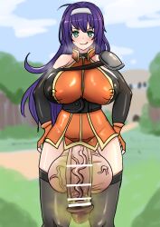 1futa :p ahoge balls bangs bare_thighs bodystocking bottomless breasts censored clothed clothing confident covered_nipples dress fingerless_gloves fire_emblem fire_emblem:_path_of_radiance fire_emblem:_radiant_dawn futa_only futanari gloves green_eyes hands_on_own_hips headband heavy_breathing huge_balls huge_breasts huge_cock human licking_lips light-skinned_futanari light_skin long_hair looking_at_viewer mia_(fire_emblem) mostly_clothed musk musky_balls musky_cock naughty_face nintendo outdoors penis purple_hair smegma smell smelly_cock smile solo standing testicles thighhighs thighs tongue tongue_out tree very_long_hair villiers_hyunou visible_stench