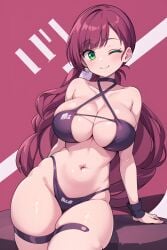 1girls ai_generated big_breasts breasts chloe_(pokemon) cleavage collarbone cosplay female female_focus female_only green_eyes large_breasts nintendo pokemon pokemon_(anime) pokemon_journeys purple_hair revealing_clothes ryuzam solo zuikaku_(azur_lane) zuikaku_(the_wind's_true_name)_(azur_lane)