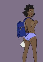 1girls amazon amazon_prime amber_bennett backpack black_body female female_only human invincible invincible_(comics) invincible_(tv_series) milk nude purple_panties solo tanline