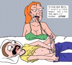 brother_and_sister cum_in_mouth cum_swallowing fellatio incest large_breasts morty_smith rick_and_morty sbb small_cock summer_smith