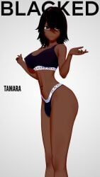 3d abused_paragon_(artist) big_breasts blacked blacked_clothing clothed clothing comission dark-skinned_futanari dark_skin futa_only futanari magazine_cover midriff mostly_nude original_character solo solo_futa tamara_(abused_paragon)