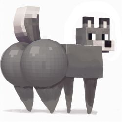 ai_assisted ai_generated ambiguous_gender big_ass bing_image_creator edited edited_image gray_wolf minecraft shiny_ass wolf_(minecraft)