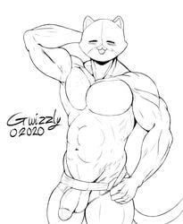 2020 anthro bulge cat cat_tail cute epic_games feline fortnite gwizzly male male_only meowscles_(fortnite) penis sketch tagme underwear