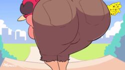 1girls animated anthro ass ass_shake bent_over big_ass clothed clothing female female_only frances_sugarfoot gif huge_ass large_ass looking_away looking_back outdoors rear_view solo squatting thick_thighs tongue_out twerking vimhomeless